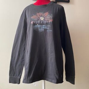 Life is Good" Poinsettia Christmas Tree Deer graphic black long-sleeve Crusher